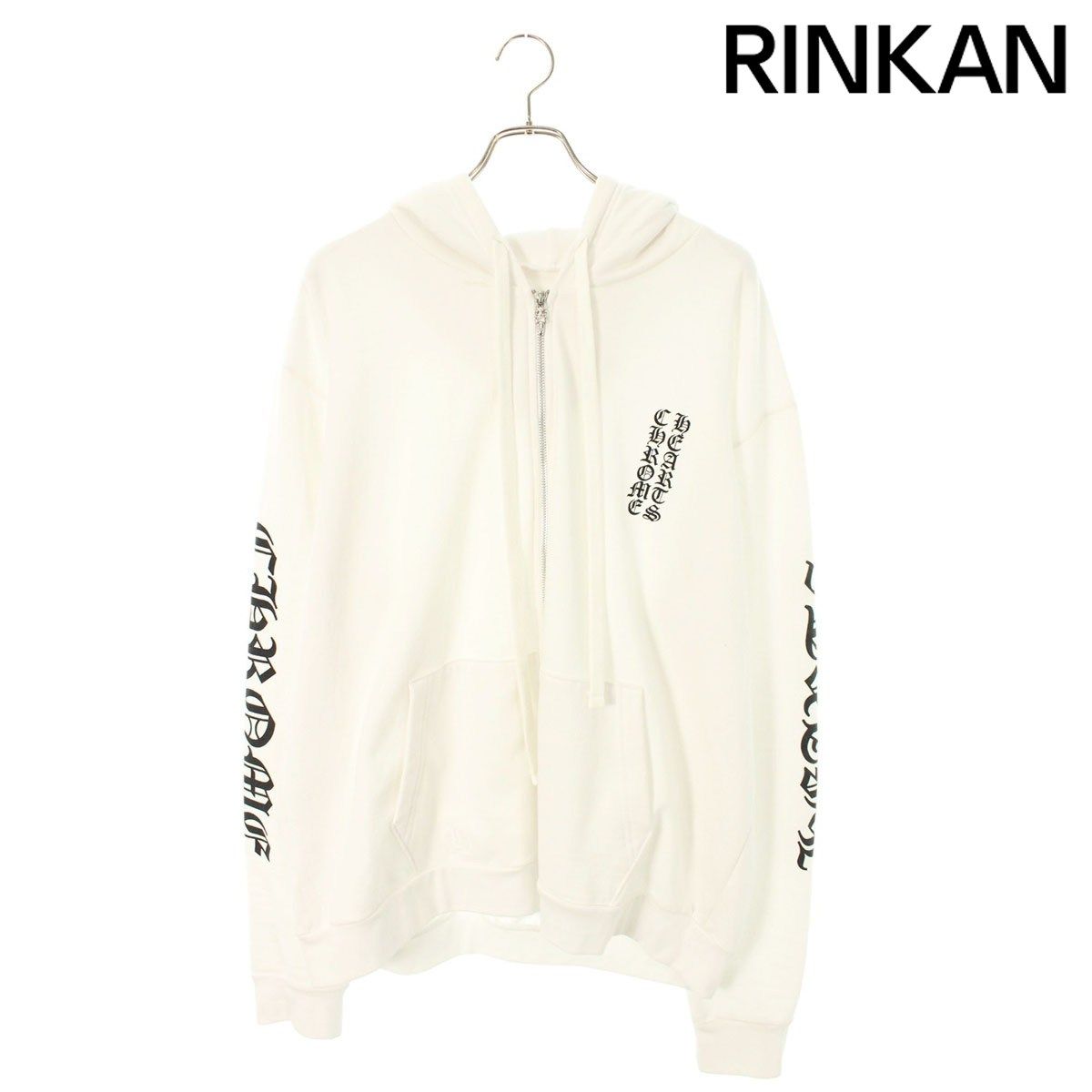 クロムハーツ SWTSHRT HD ZIP 袖ロゴプリントジップパーカー メンズ L