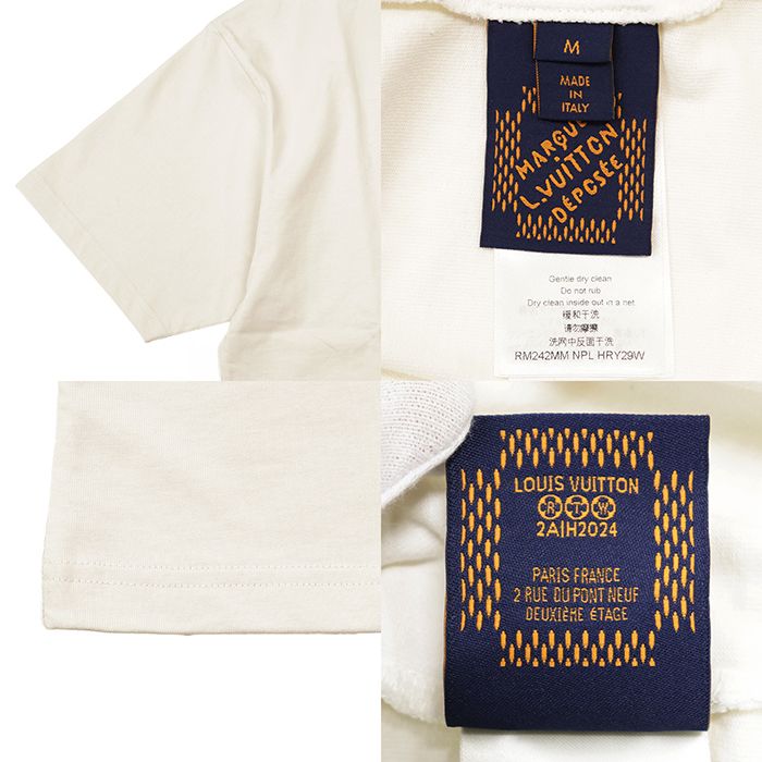 【極美品】LOUIS VUITTON ルイ・ヴィトン 半袖Ｔシャツ サイズ M メンズ 24AW LV Lovers ロゴ ビース メタリック コットン100% トップス オフホワイト 白 イタリア製