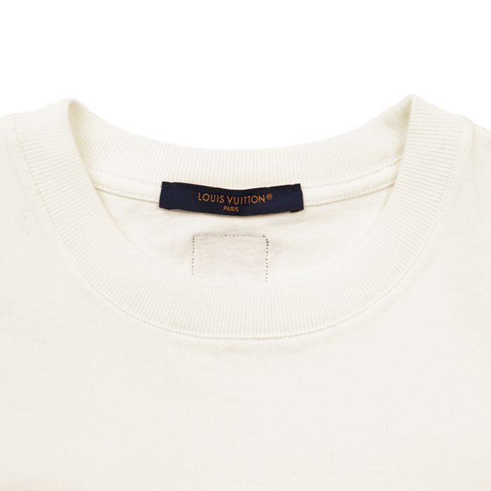 【極美品】LOUIS VUITTON ルイ・ヴィトン 半袖Ｔシャツ サイズ M メンズ 24AW LV Lovers ロゴ ビース メタリック コットン100% トップス オフホワイト 白 イタリア製