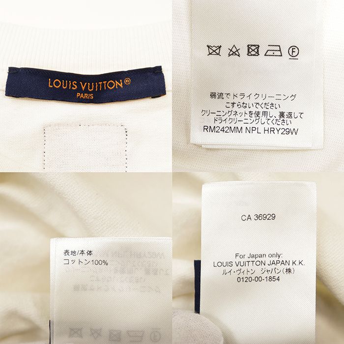 【極美品】LOUIS VUITTON ルイ・ヴィトン 半袖Ｔシャツ サイズ M メンズ 24AW LV Lovers ロゴ ビース メタリック コットン100% トップス オフホワイト 白 イタリア製