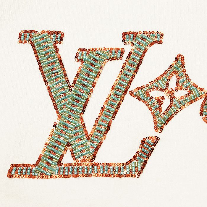【極美品】LOUIS VUITTON ルイ・ヴィトン 半袖Ｔシャツ サイズ M メンズ 24AW LV Lovers ロゴ ビース メタリック コットン100% トップス オフホワイト 白 イタリア製