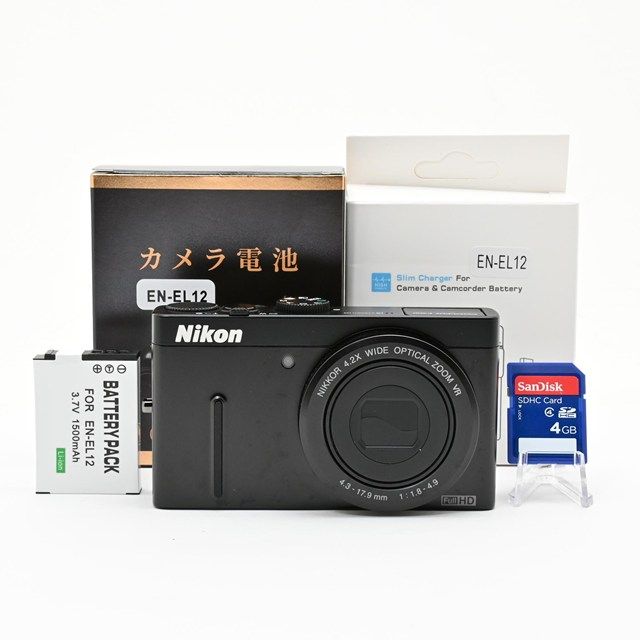＜並品＞ Nikon COOLPIX P300 ブラック｜コンパクトデジタルカメラ｜動作良好｜実用品｜液晶に黄変・黒ずみ・縦線横線あり｜外観きれい｜4GB SDカード付属