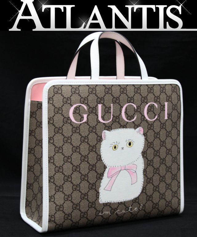 極美品 GUCCI グッチ チルドレンズトートバッグ チョン・ナオン GGスプリーム ブラウン系×ホワイト 605614 【74914】