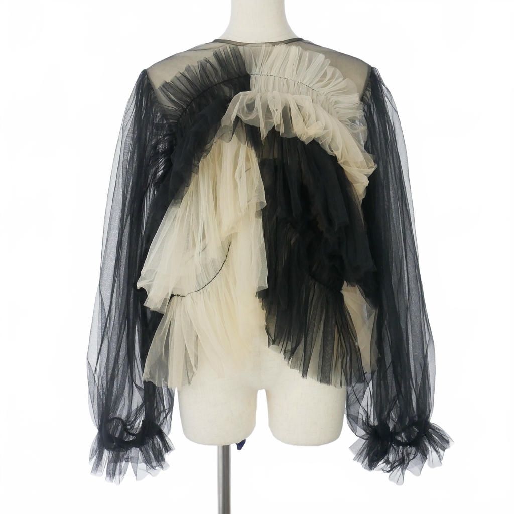ヴィヴィアーノ VIVIANO Gathered Top チュールトップス バイカラー
