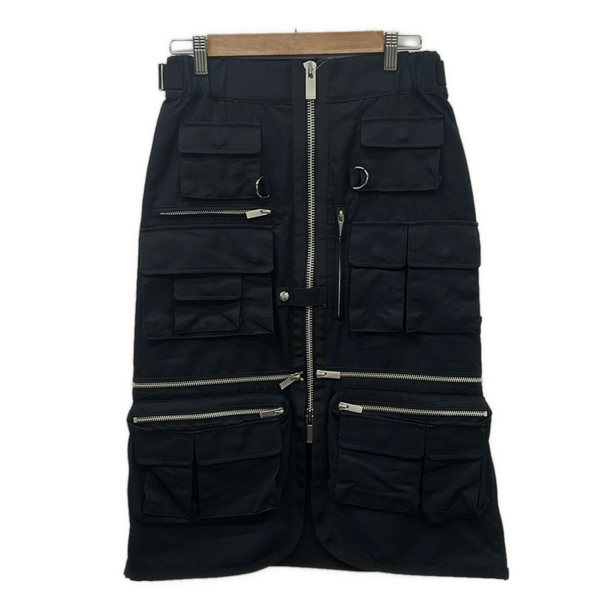 Sacai(サカイ) ロングスカート サイズ2 M レディース美品 - 19-04404 ダークネイビー ウエスト一部ゴム/フロントジップ/マルチポケット