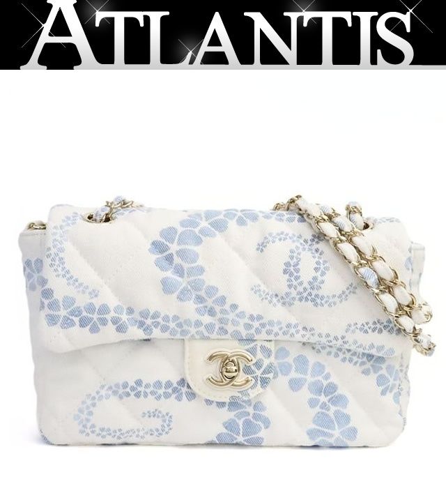 【広尾店】極美品 シャネル CHANEL 25A ココビーチマトラッセ ショルダーバッグ キャンバス ブルー ランダムシリアル G金具 【19249】