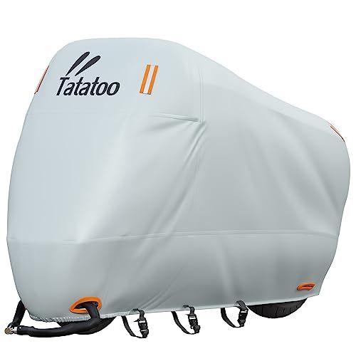 バイクカバー 厚手 125/250cc用 400cc対応 大型 原付 防水 耐熱 紫外線防止 UVカット 防風 防埃 防雨 防雪 盗難防止ロック穴 反射テープ付き ワンタッチバックル 収納バッグ付き(XXXL)(沖縄・離島の方発送不可）) e736bf77