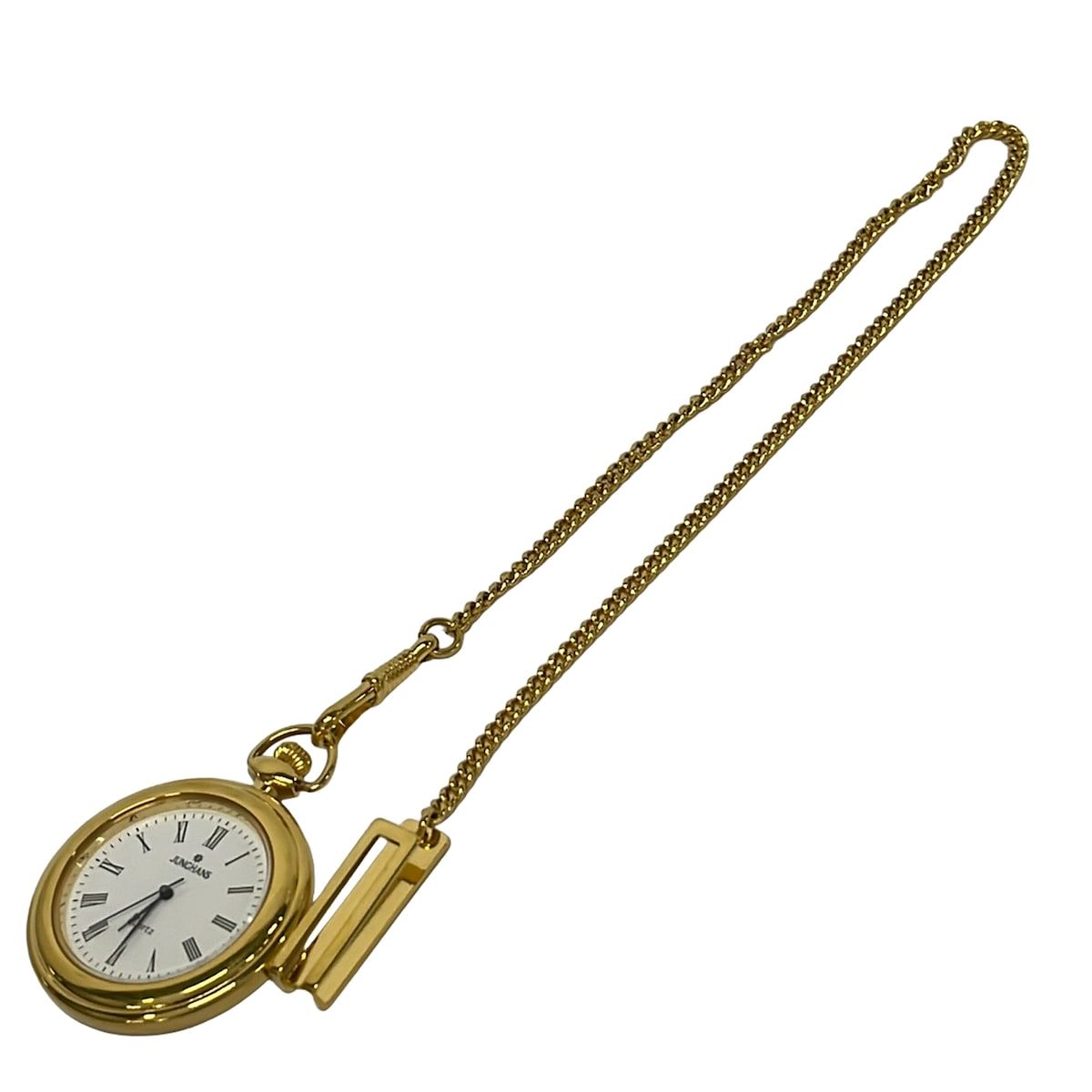 JUNGHANS(ユンハンス) 小物美品 ゴールド×白 懐中時計/クォーツ/動作