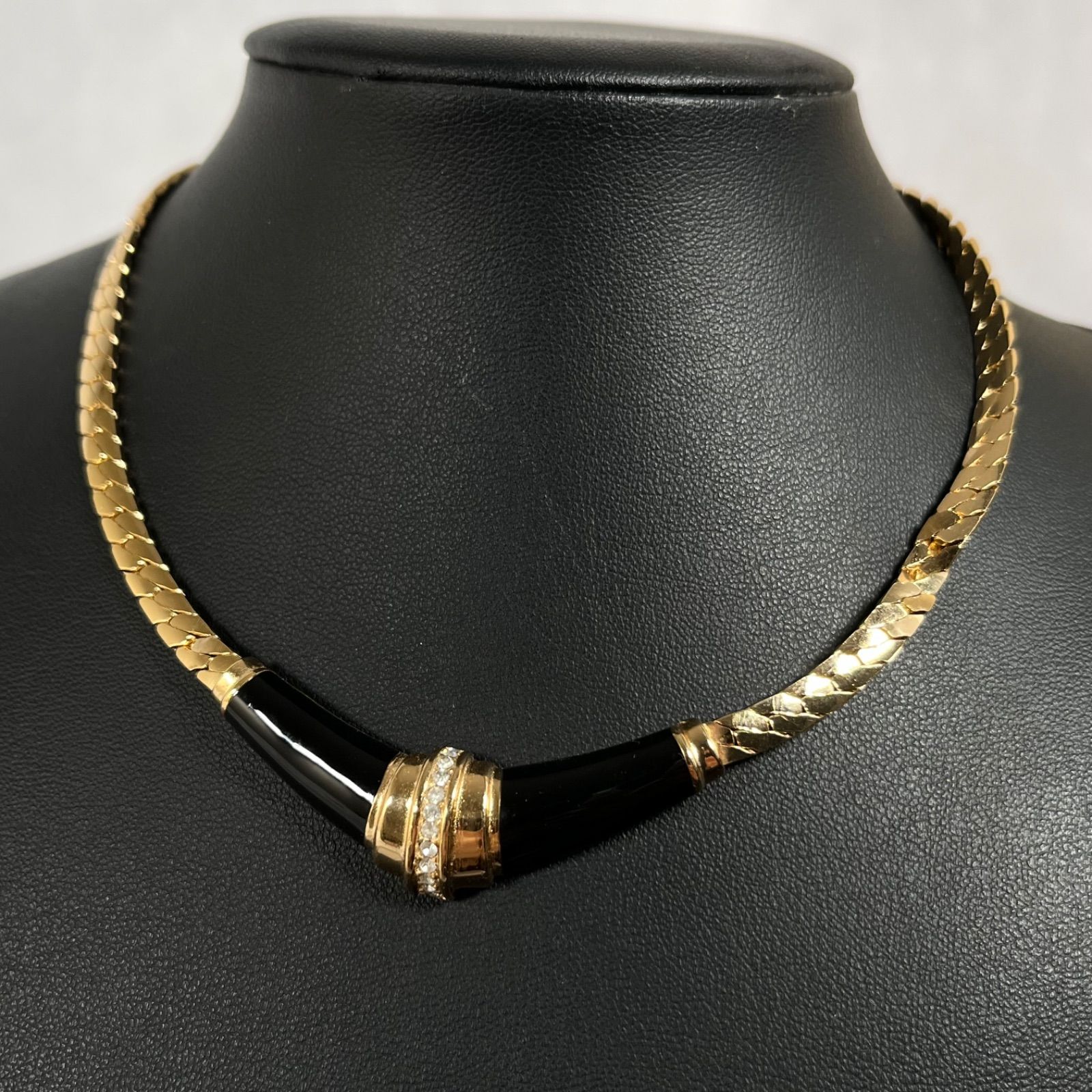 【管2605-294】Christian Dior クリスチャンディオール ネックレス ラインストーン エナメル レディース アクセサリー 中古 現状渡し