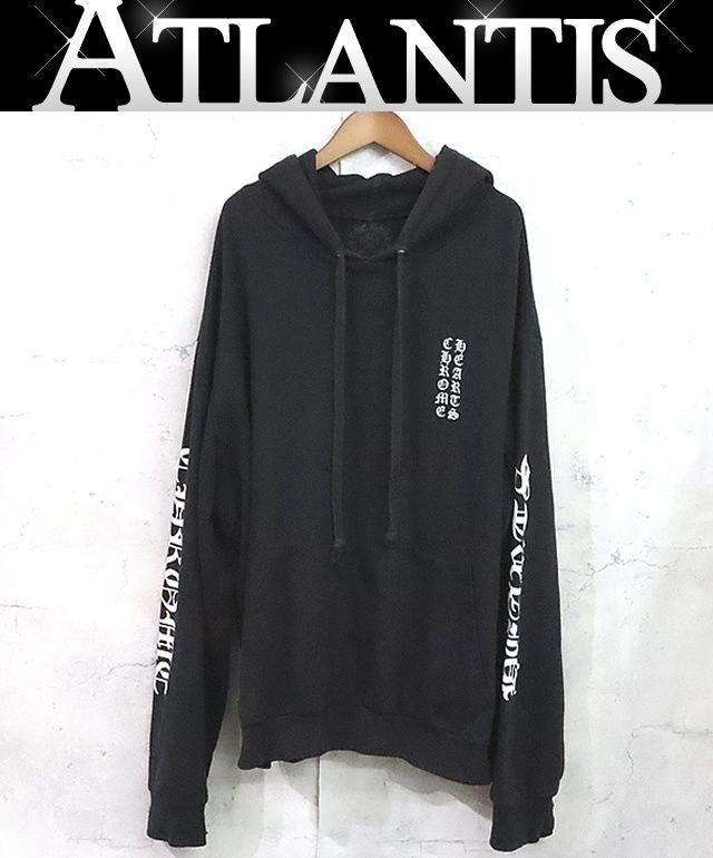 【広尾店】 クロムハーツ CHROME HEARTS オールドイングレイッシュ ロゴ プルオーバー パーカー 長袖 メンズ size:XL 黒 【19259】