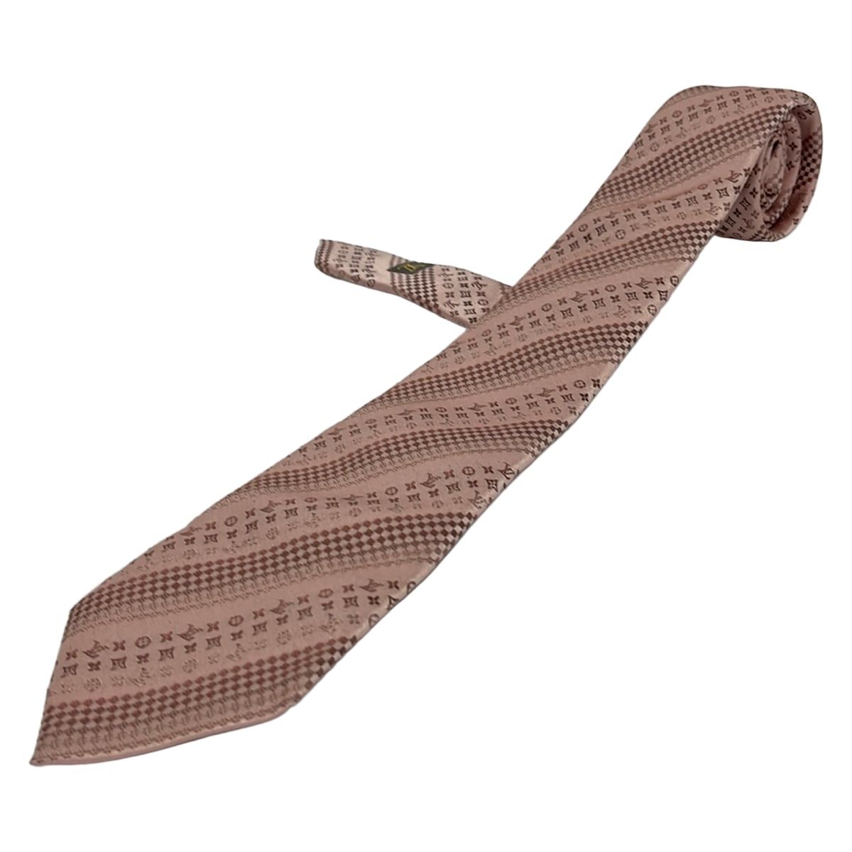 LV ヴィトン100% シルク ネクタイ ピンク チェック柄 LOUIS VUITTON