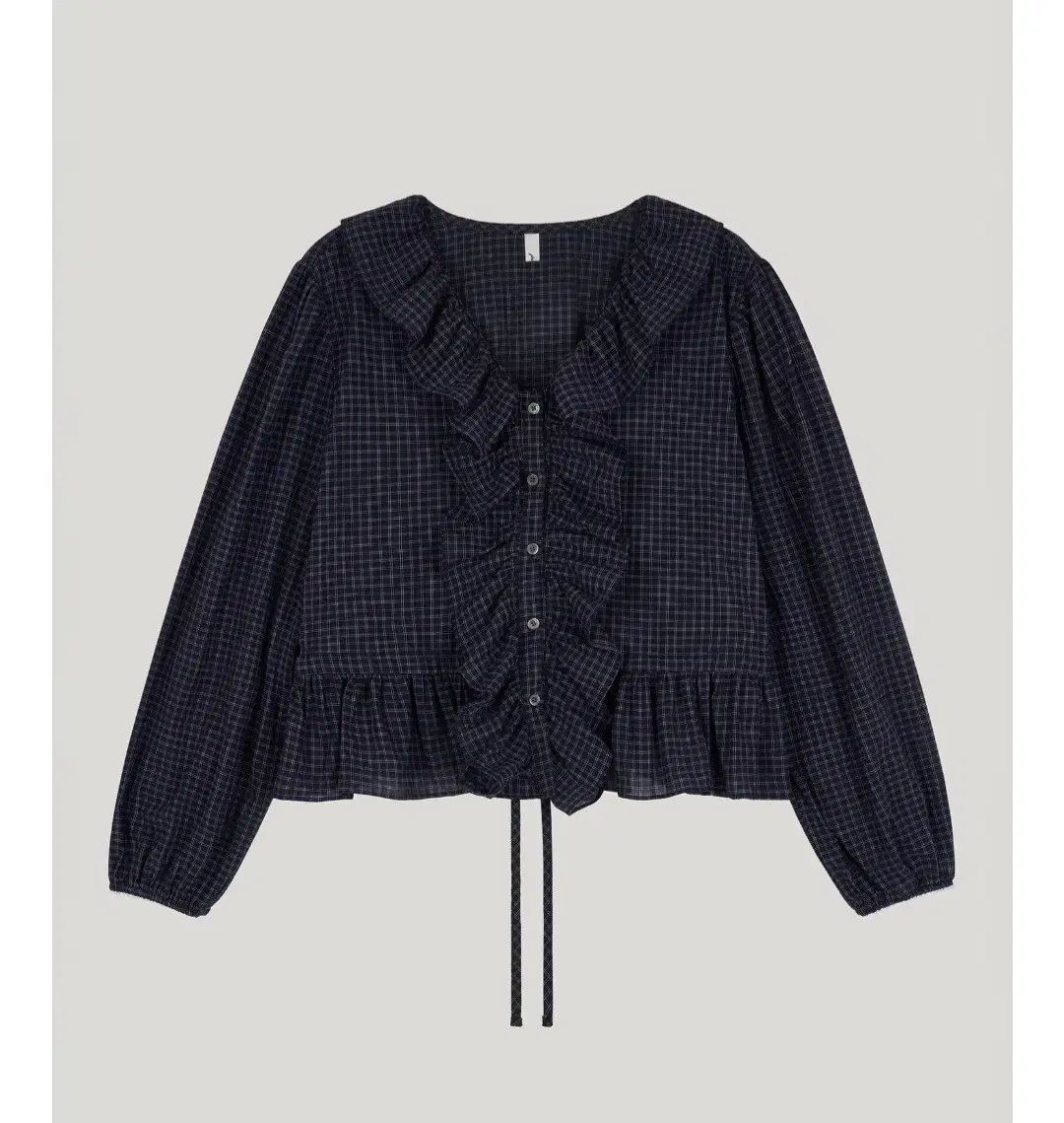 (新品)ポエットSEOUL ボール ブラウス CHECK ネイビー