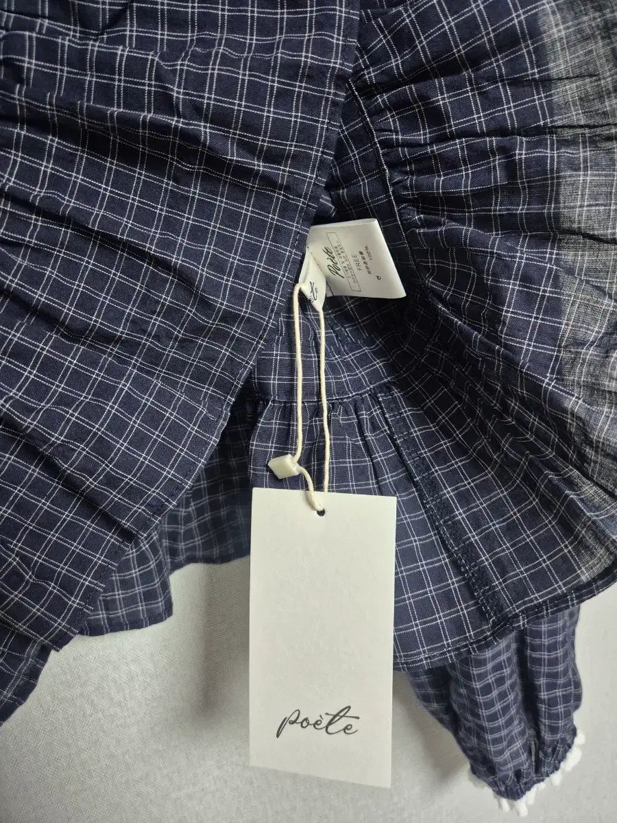 (新品)ポエットSEOUL ボール ブラウス CHECK ネイビー