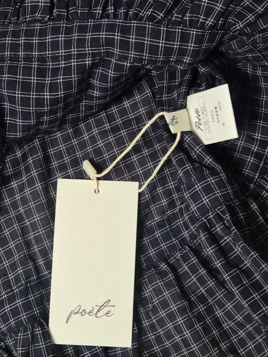 (新品)ポエットSEOUL ボール ブラウス CHECK ネイビー