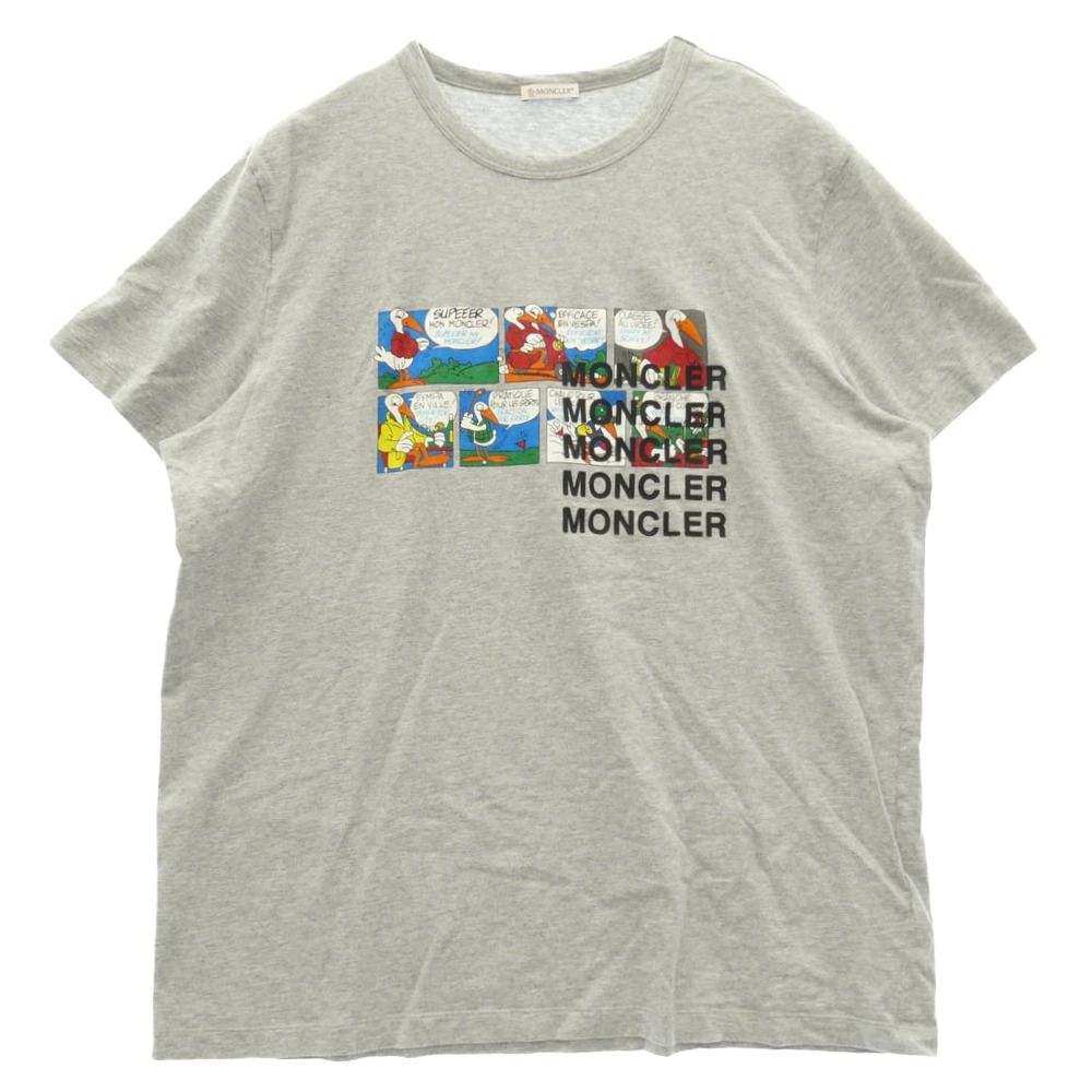 MONCLER モンクレール C20918022550 MAGLIA T-SHIRT コミック アニメプリント ラバーロゴ 半袖 Tシャツ グレー系【中古】