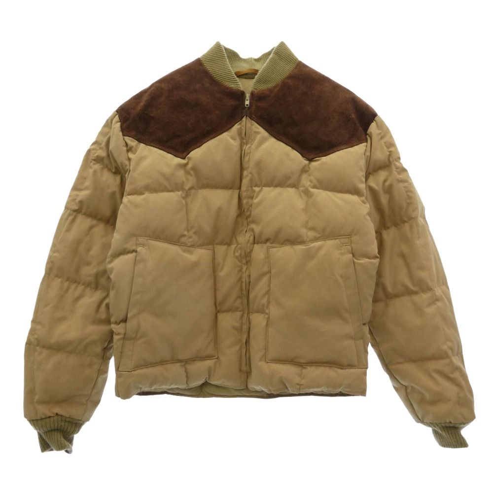 schott ショット 996D suede Leather Yoke Down Jacket スエードレザー ヨーク ダウンジャケット ベージュ系 M【中古】
