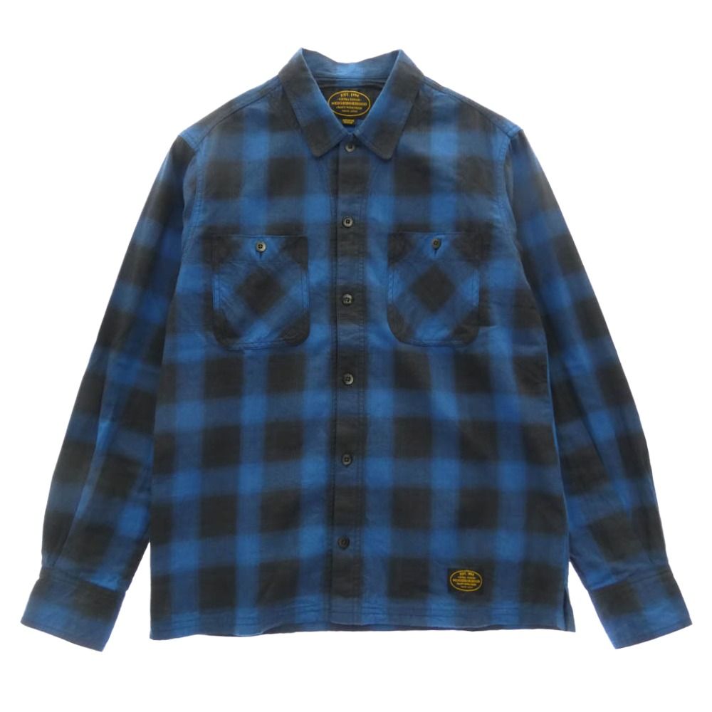 NEIGHBORHOOD ネイバーフッド 16SS 161ARNH-SHM04 B&C/C-SHIRT.LS オンブレ チェック 長袖 ネルシャツ ブルー系 ブラック系 M【中古】