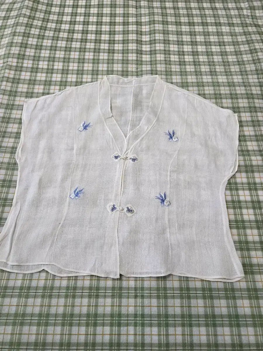 22ㅡリネン 麻 刺繍 シャツㅡ55