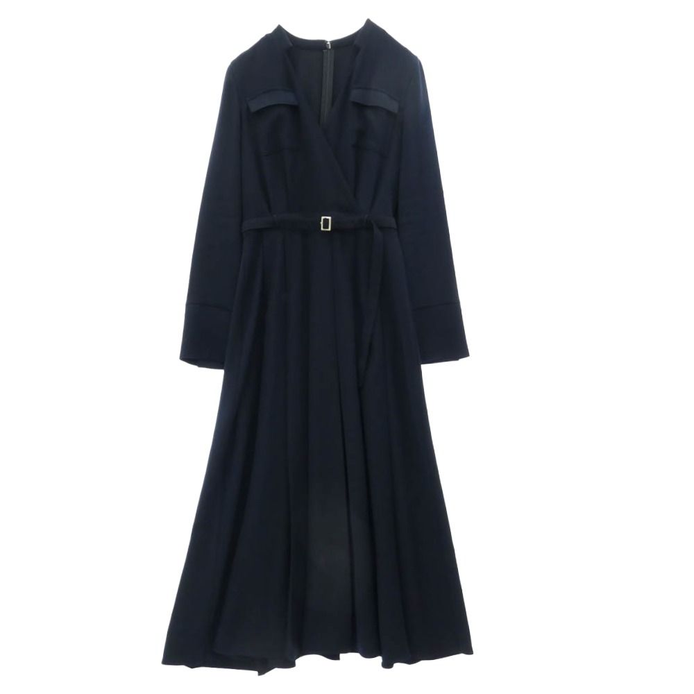 アニュアンス anuans 1525130029-0 ダブルサテンノーカラータックワンピース ネイビー系 M【中古】