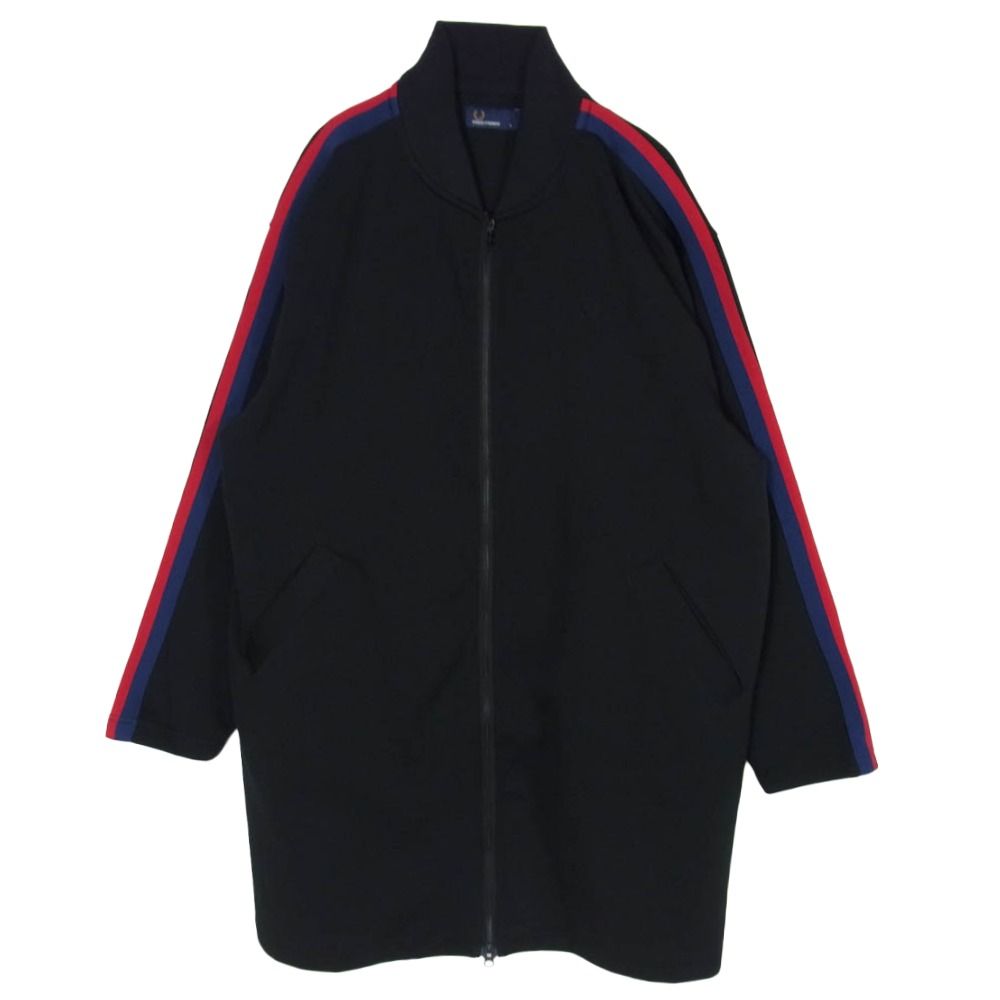 FRED PERRY フレッドペリー FZ2569 BILLY'S EXCLUSIVE BOMBER TRACK COAT ボンバートラックコート ジャージー ロングジャケット ブラック系 L【中古】