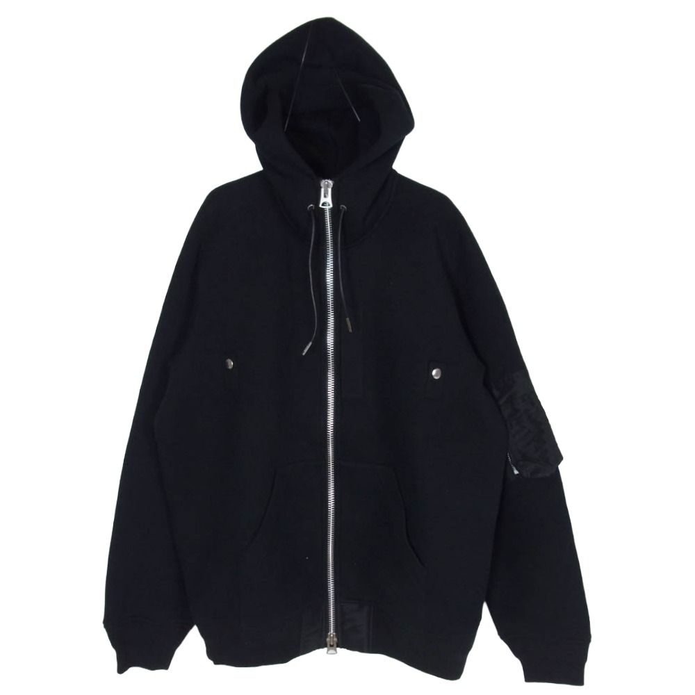Sacai サカイ 25-03788M Sponge Sweat Hoodie 再構築 MA-1ドッキング スポンジスウェット ジップパーカー ブラック系 S 2【中古】