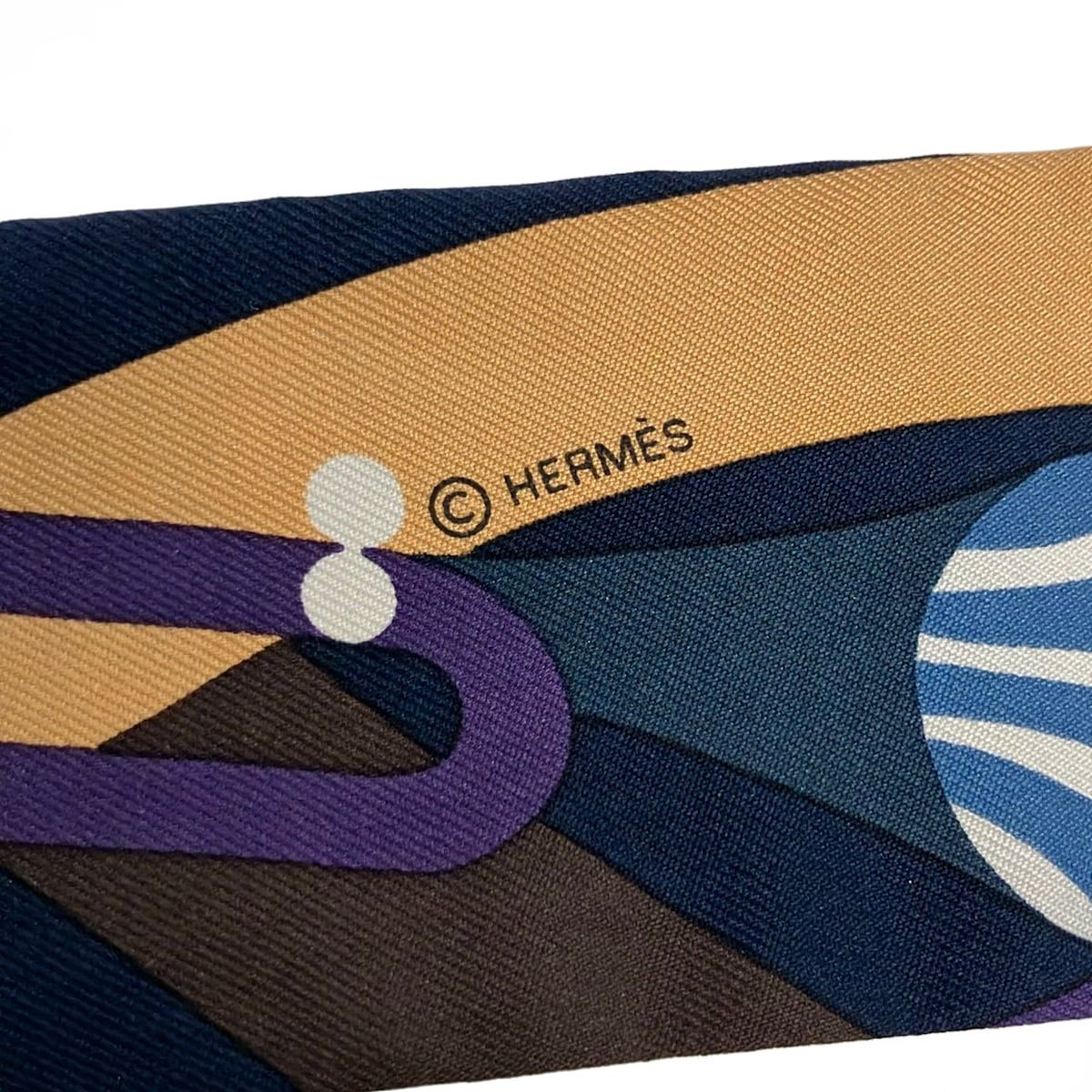HERMES(エルメス) スカーフ新品同様 ツイリー ダークネイビー×パープル 