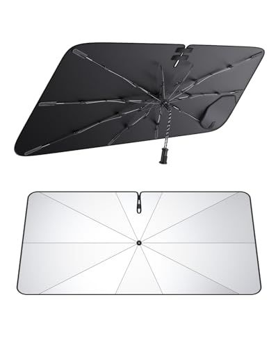 【GAFAT】改良型 トヨタ ルーミー/タンク専用 傘型 サンシェード フロントガラス用 ルーミー 車用サンシェード 中棒なし アクセサリー カーシェード M900A/M910A型 カスタムパーツ 引き紐傘柄 吸盤 強化10本骨 フロント ルームミラー開きAR