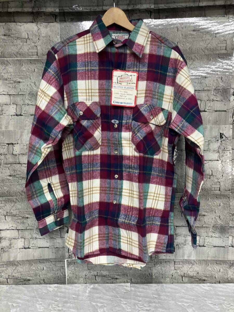 PRIVATE PROPERTY ネルシャツ 90s DEADSTOCKレッドチェック サイズM