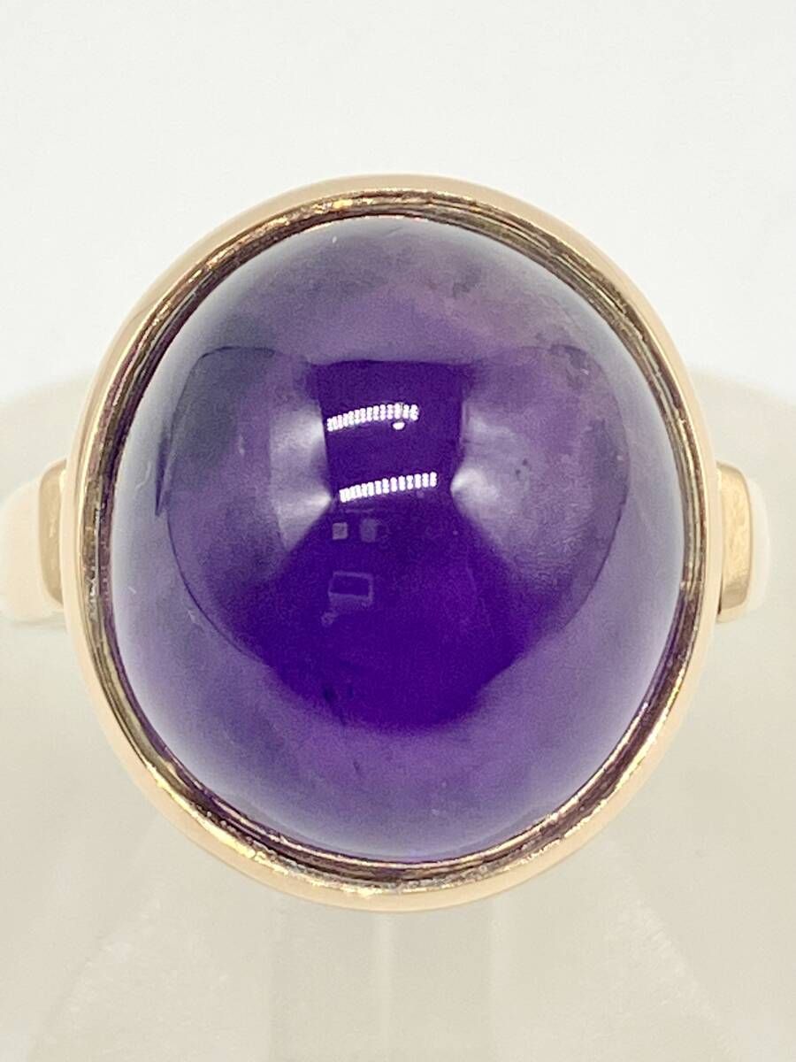 K18 750 金 gold リング 指輪 天然 アメジスト アクセサリー #8 8号 総6.9g