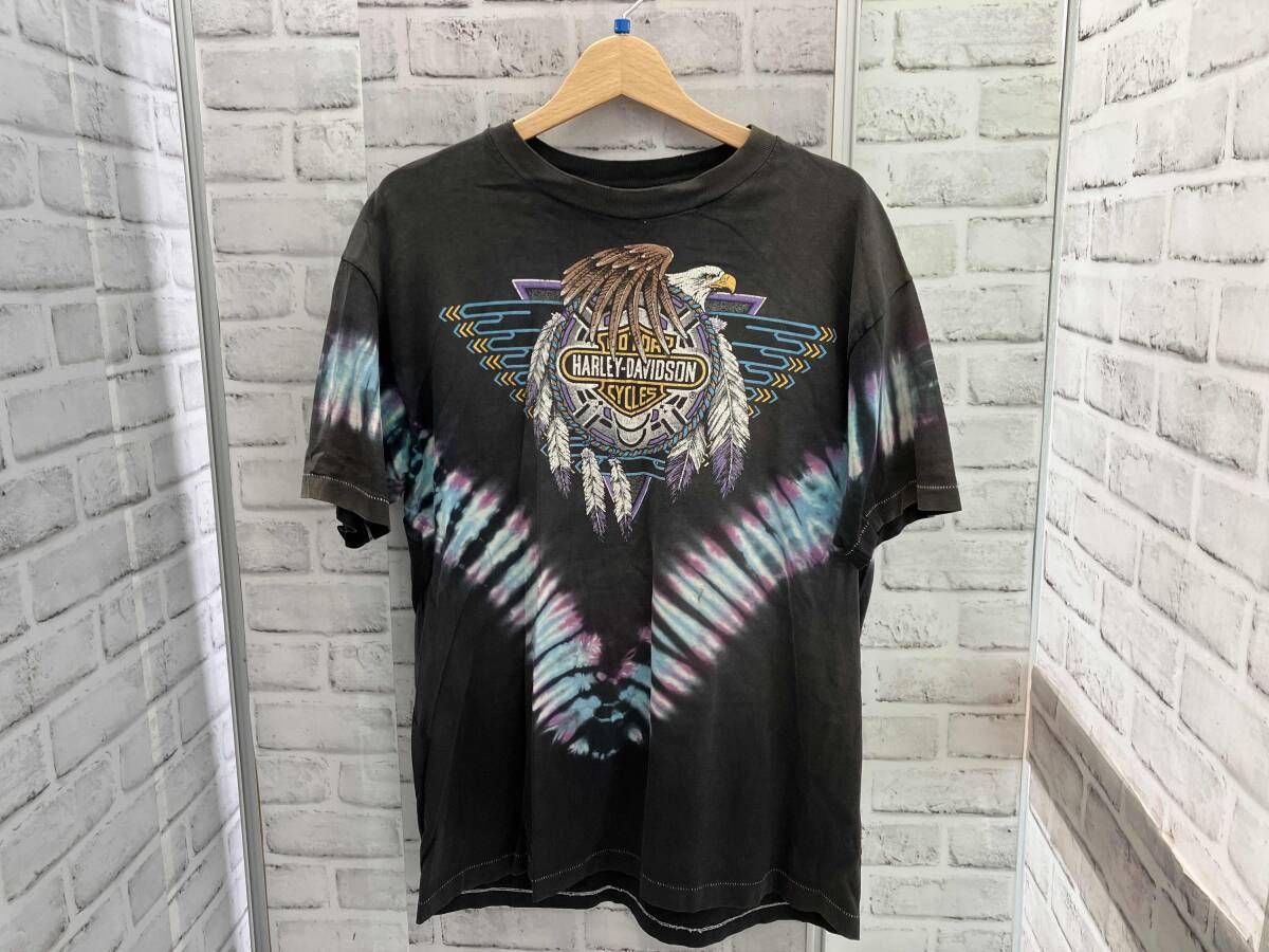 HARLEY DAVIDSON ／ ハーレーダビットソン ／ 90s ／ USA製 ／ シングルステッチ ／ 半袖Tシャツ ／ イーグル ／ グレー ／ Lサイズ