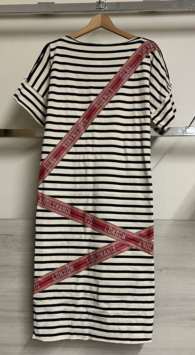 【タグ付き】VIVIENNE WESTWOOD ANGLOMANIA/ヴィヴィアンウエストウッド/半袖ワンピースボーダー/リボンベルト/38