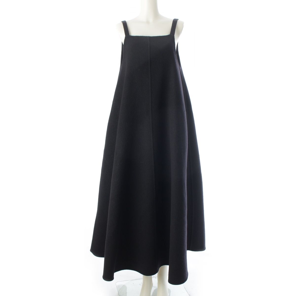 ジルサンダープラス 24AW ウール レーヨンライニング リボンデザイン ワンピース ドレス J40CT0180 ブラック 32【中古】