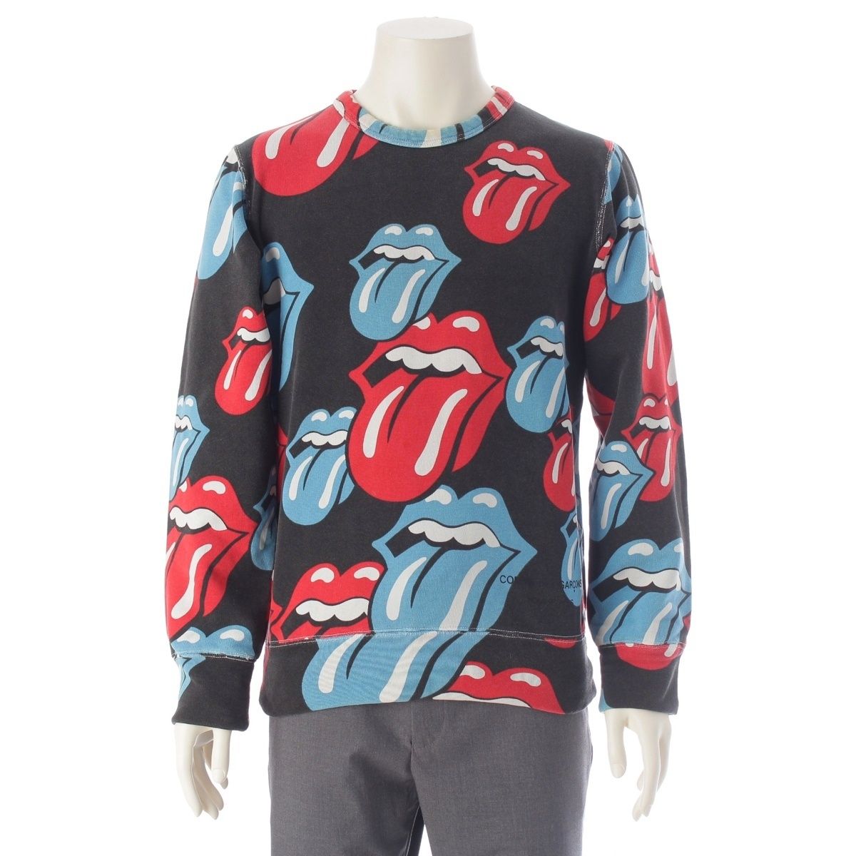 コムデギャルソンオムプリュス ローリングストーンズ Rolling Stones コットン Lips and Tongue ロゴ 長袖 スウェット PQ-T007 ブラック S【中古】
