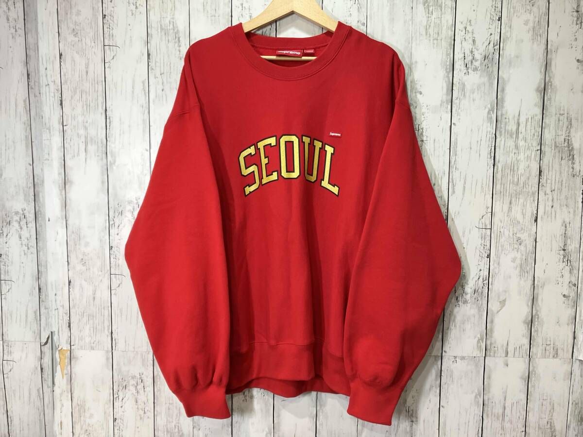 Supreme シュプリームSeoul Shop Small Box Crewneck スウェット　レッド　サイズL