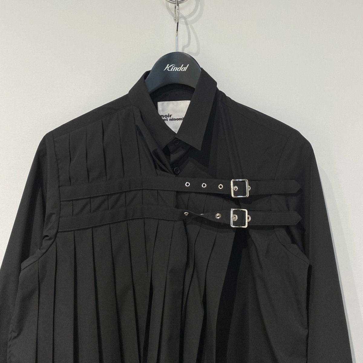 noir kei ninomiya 26SS Buckle Pleated Shirtバックルベルトプリーツ