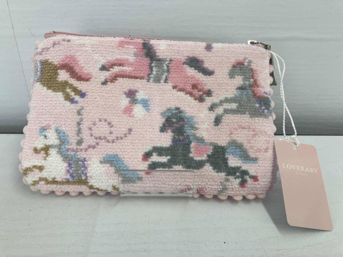 美品/LOVERARY BY FEILER/ポンポンポーチ/ラブラリーモクバ/70055/新品タグ付き/ラブラリー バイ フェイラー