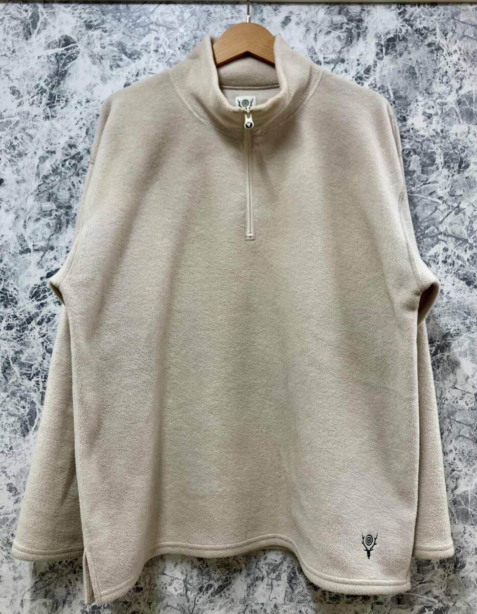 South2 West8 / サウスツーウエストエイト ハーフジップボアスウェット 長袖Tシャツ オフホワイト XSサイズ