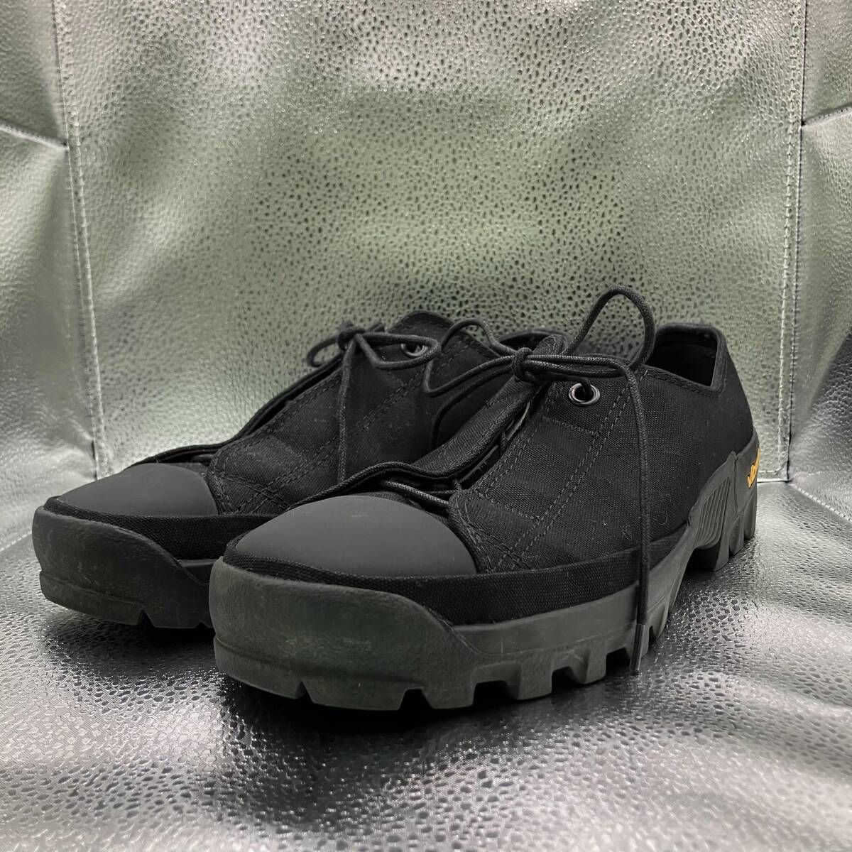 24ss YOHJI YAMAMOTO POUR HOMME 9/C CAMBUS FLY FRONT LOW CUT SHOES スニーカー サイズ3 ブラック ヨウジヤマモトプールオム