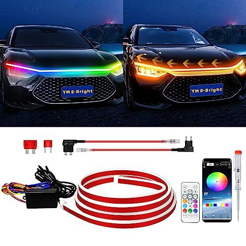ledテープライト 車 ledテープ デイライト フードライト RGB IC 多色切り替え 12v 防水 APP &リモコン 極薄型 汎用品 トラック SUV ゴルフ カート適用 1.8M★m 466e88ea