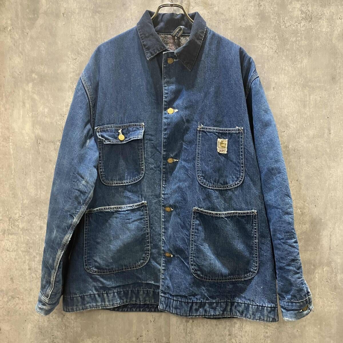 60s USA製 Carhartt カーハート デニムカバーオール デカCボタン