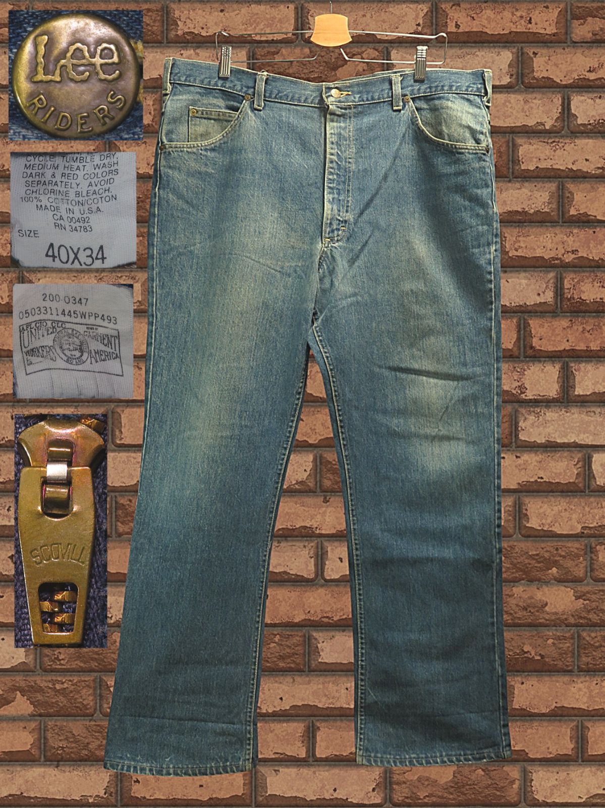 ⚠️⚠️ 大きめサイズ 40×34 Lee リー 1980s ビンテージ 200-0347 ブーツカット MADE IN USA アメリカ製 SCOVILL デニムパンツ