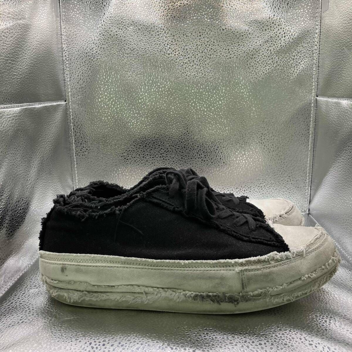 YOHJI YAMAMOTO POUR HOMME スニーカー 8/C CANVAS B LOW TOP LACE UP SNEAKER サイズ5 ブラック ヨウジヤマモトプールオム