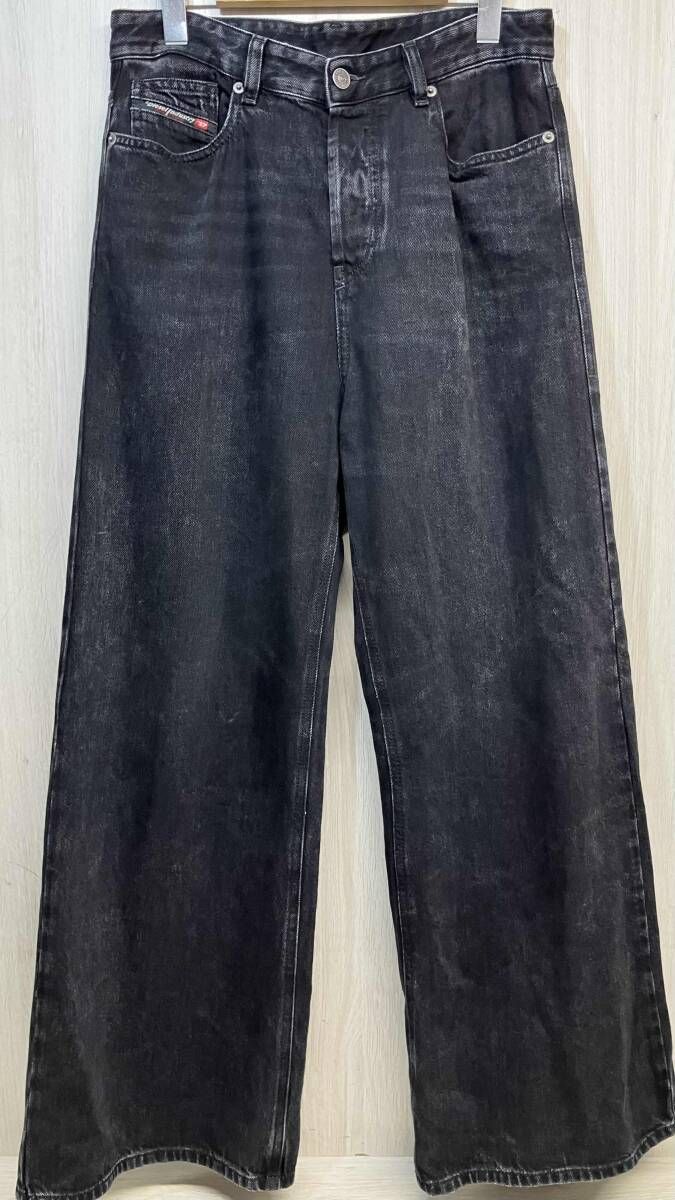 DIESEL 1996 D-SIRE 09P09 ワイド パンツ ジーンズ デニム ディーゼル ボタンフライ 紙パッチ ユーズド加工 W26 ブラック