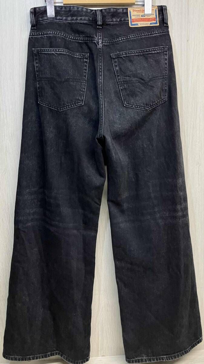 DIESEL 1996 D-SIRE 09P09 ワイド パンツ ジーンズ デニム ディーゼル ボタンフライ 紙パッチ ユーズド加工 W26 ブラック