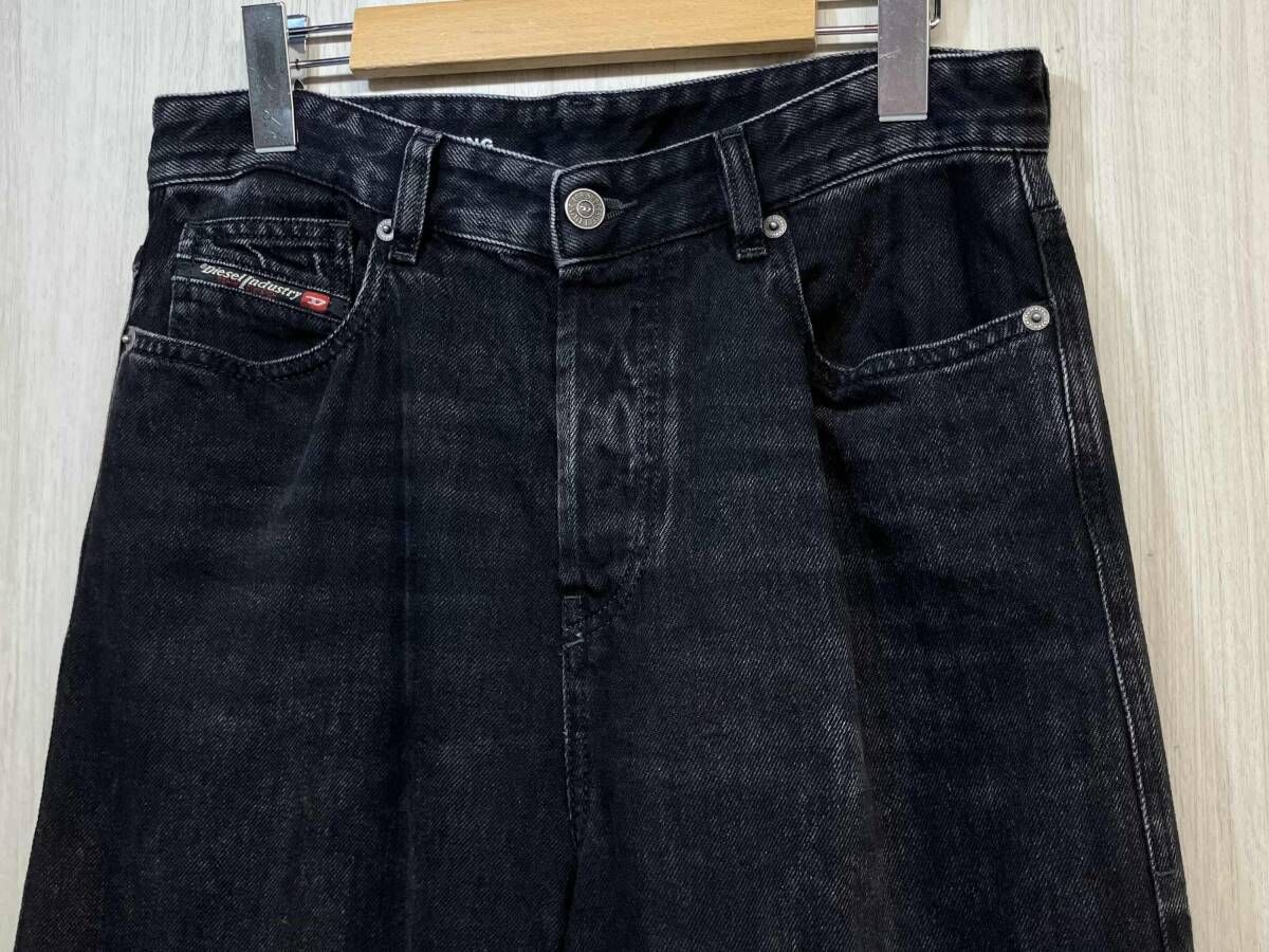 DIESEL 1996 D-SIRE 09P09 ワイド パンツ ジーンズ デニム ディーゼル ボタンフライ 紙パッチ ユーズド加工 W26 ブラック