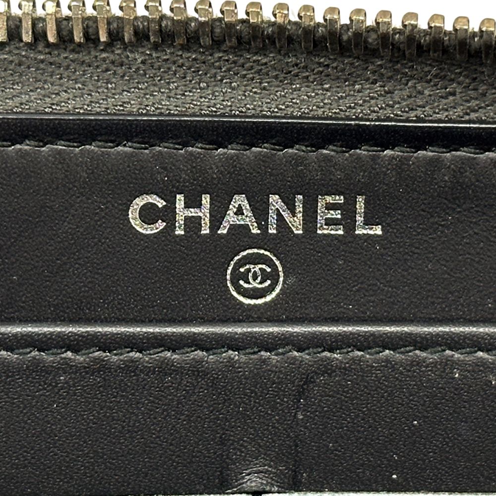 シャネル CHANEL 財布 レディース ブランド 長財布 ココマーク ラムスキン ブラック シルバー金具 黒 ラウンドファスナー スタッズ 【中古】 シャネル CHANEL 財布 レディース ブランド 長財布 ココマーク ラムスキン ブラック シルバー金具 黒 ラウンドファスナー スタッズ 【中古】