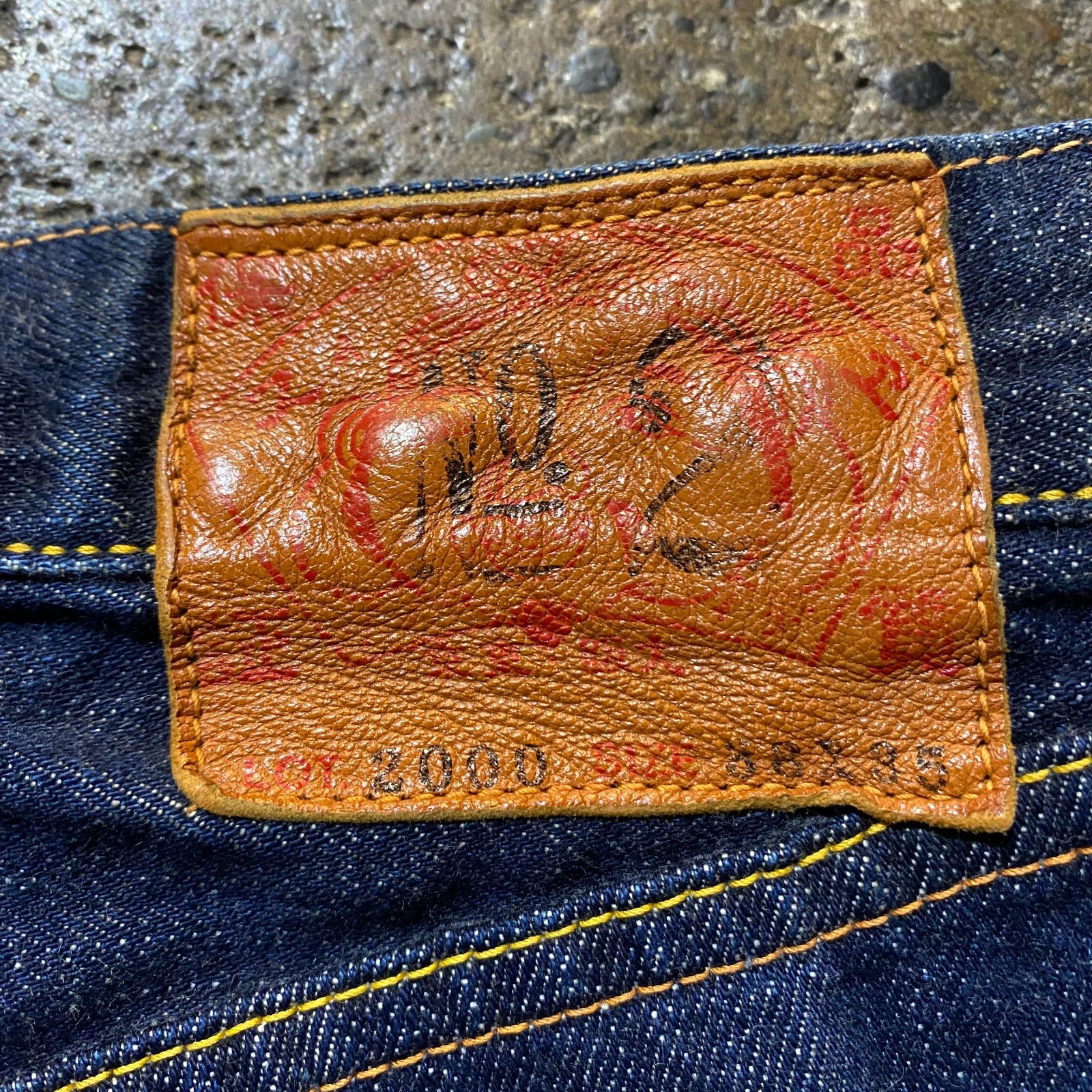 EVISU Lot.2000 No2 ブラック大黒プリントジーンズ W38 L35 エヴィス 