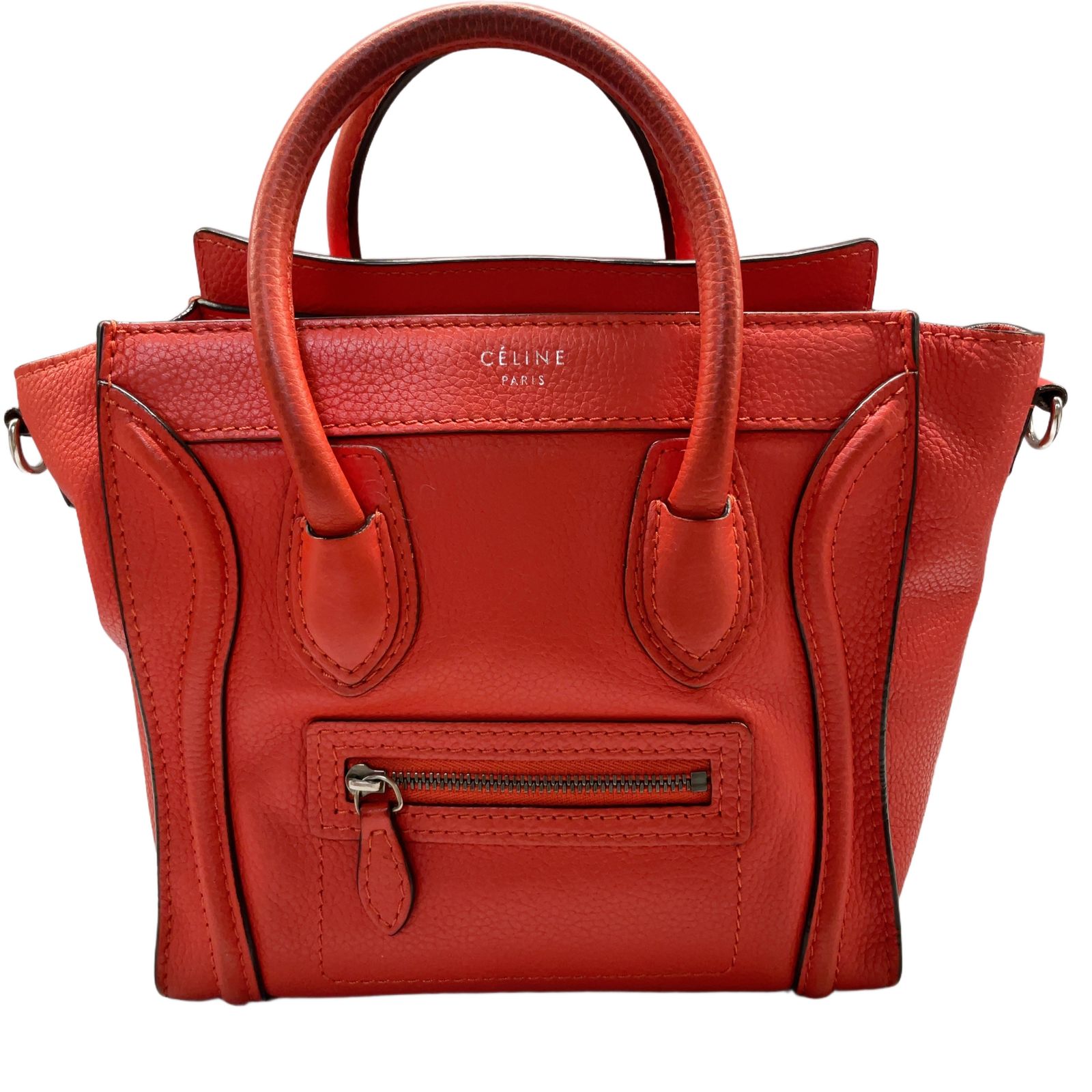 CELINE ラゲージ ナノショッパー 2WAY ハンドバッグ レッド ショルダー ミニバッグ レザー セリーヌ T11158882