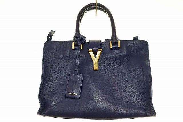 サンローラン パリ SAINT LAURENT PARIS カバス シック バッグ 2WAY ショルダー ハンドバッグ ネイビー 【ブランド古着ベクトル】【中古】☆AA★●▲260531