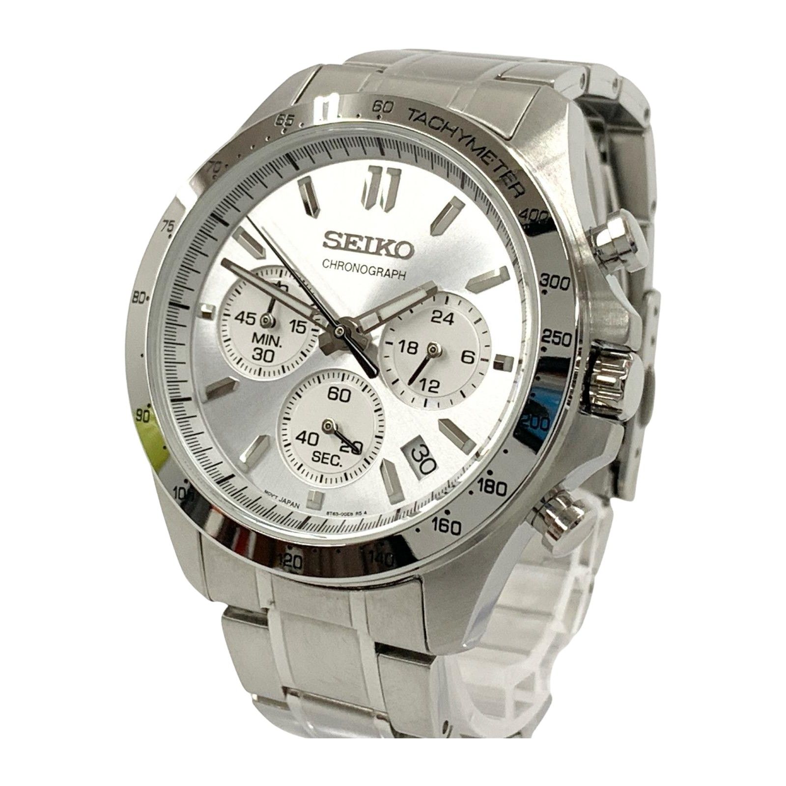 SEIKO セイコー クロノグラフ クォーツ 腕時計 8T63-00D0 シルバー x ホワイト